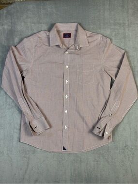 UNTUCKit Mens Medium Wrinkle Free Button Up Shirt Gingham Check Cotton Red